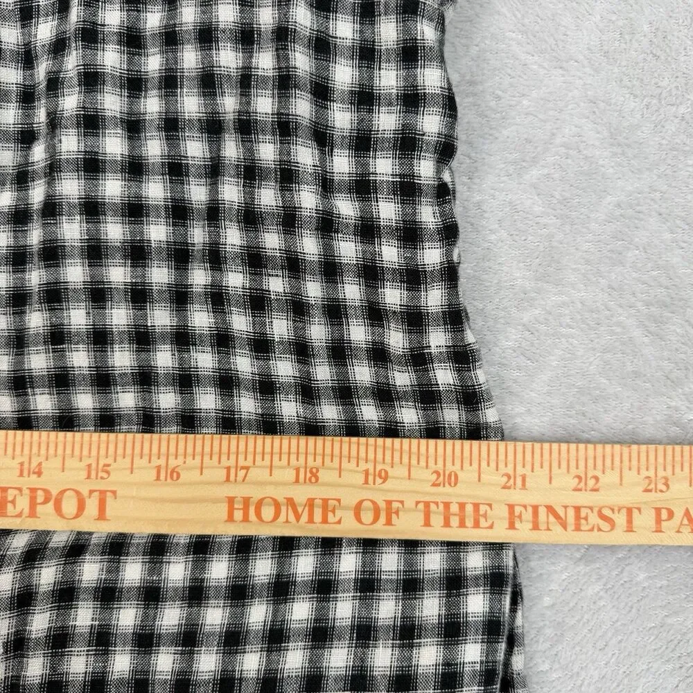 Quince 100% European Linen Square Neck Jumpsuit Large Khaki Black Gingham Preppy